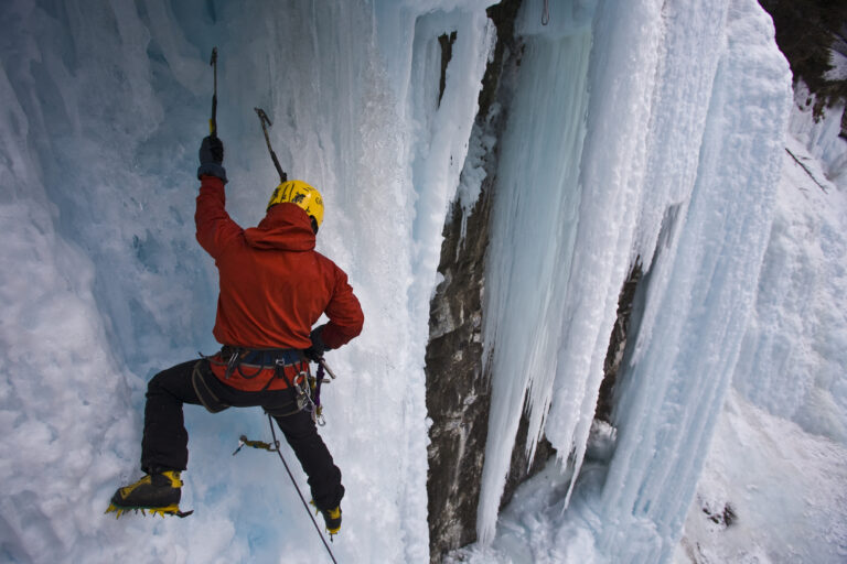 Ice climbing in Johnston Canyon, Banff National Park