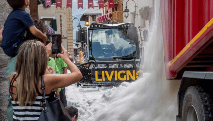 Snow farming in Livigno ski resort in Italy to fight climate change