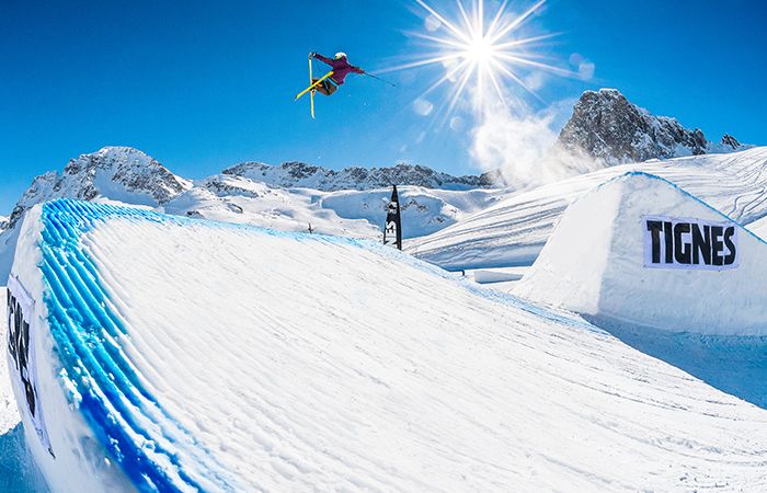 Jumping in Tignes snow park