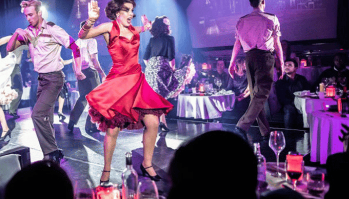 Cabaret at Stefano Forever club nightlife in Megeve ski resort