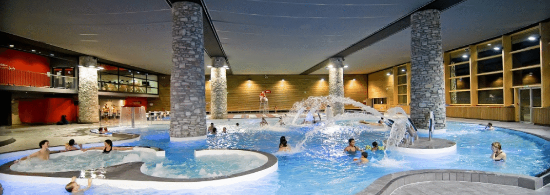 A fun pool area at a ski resort